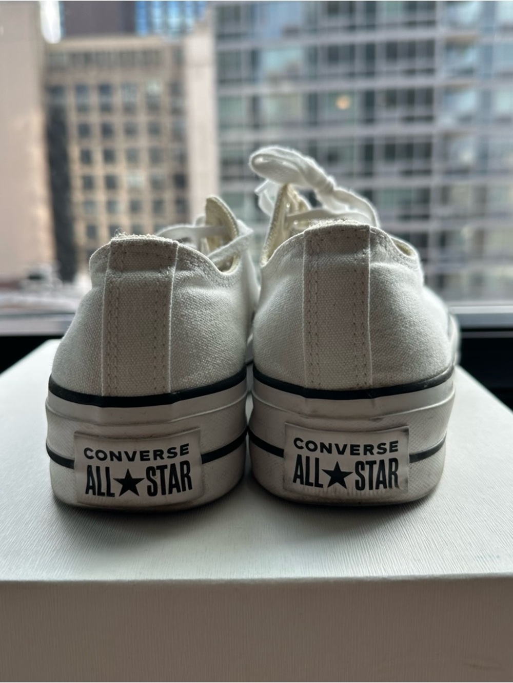 Classic Low-Top Converse Platform Sneakers in White - Picture 3 of 4
